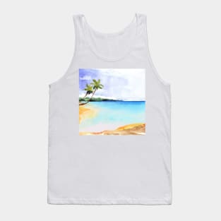 Watercolor Tropical Shoreline Tank Top